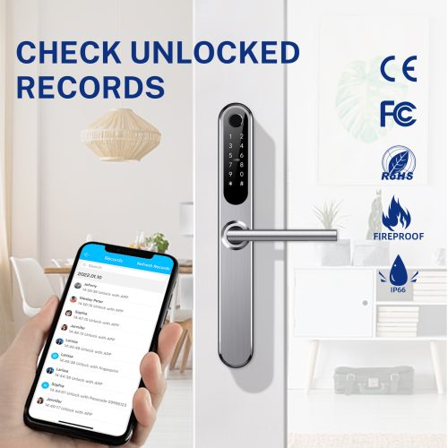 Smart Lock Door, stainless steel smart lock for PVC doors, fingerprint access, card, PIN code, TTlock App